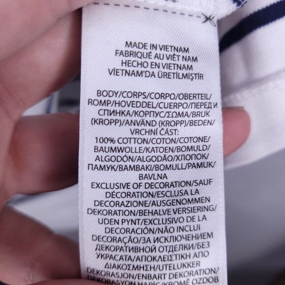 Polo Ralph Lauren T Shirt Mens Large Striped White, Navy Pony - Picture 10 of 11